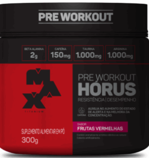 Pré treino Hórus 300g Frutas vermelhas Max Titanium