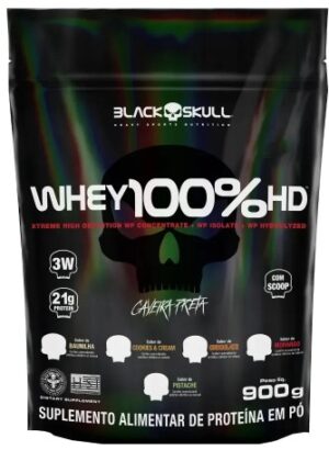 whey 100% hd refil 900g - black skull Baunilha