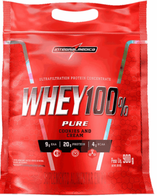 100% Whey 900g Refil Integralmedica - cookies e cream