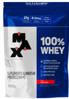 Max Titanium-100% Whey Refil 900G Morango
