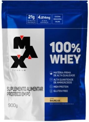 100% whey 900g Refil Max Titanium  Baunilha