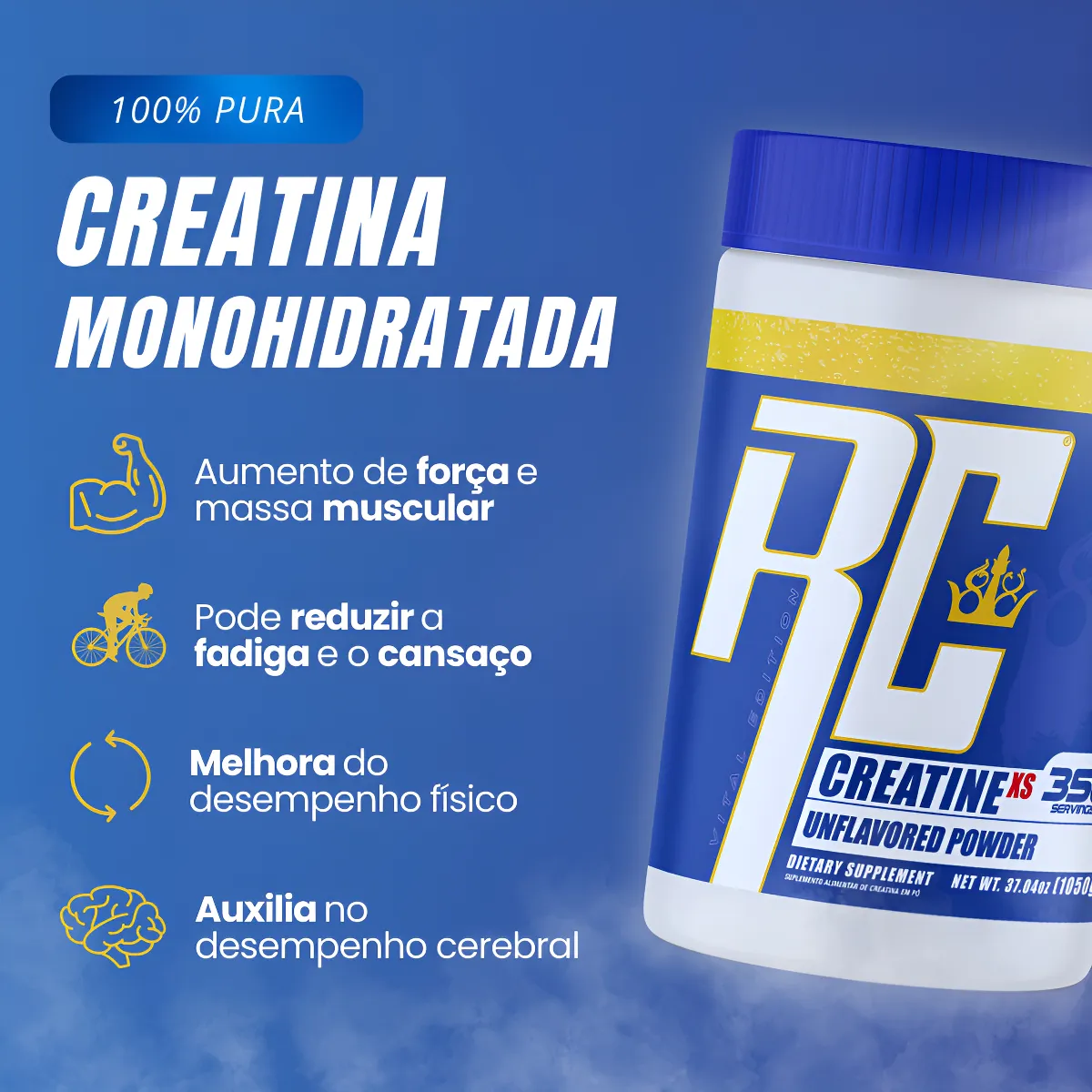 Creatina Ronnie Koleman 1Kg monohidratada Importada - Imagem 4