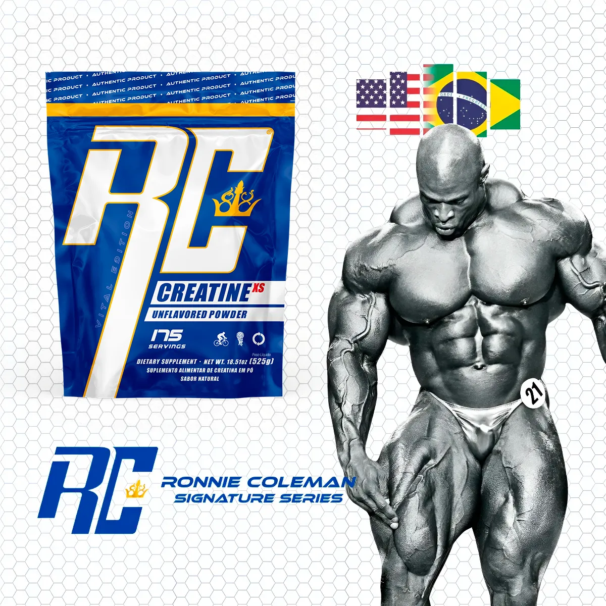 Creatina Ronnie Coleman 100% Pura 500g Sache Original 525g Sem Sabor - Imagem 3