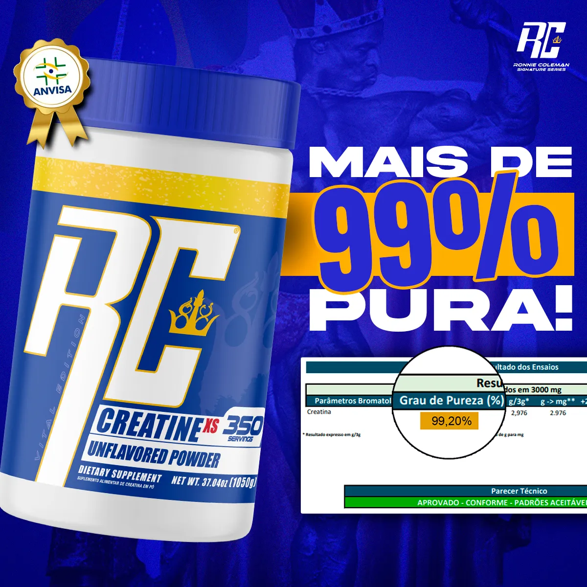 Creatina Ronnie Koleman 1Kg monohidratada Importada - Imagem 3